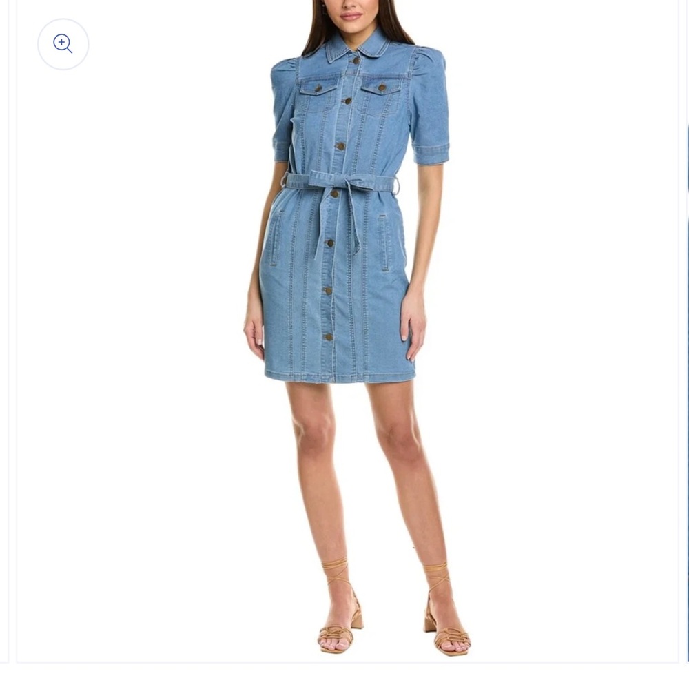 NWT Nanette Lepore Women's Belted Button Front Stretch Denim Shirt Mini Dress - Picture 3 of 16